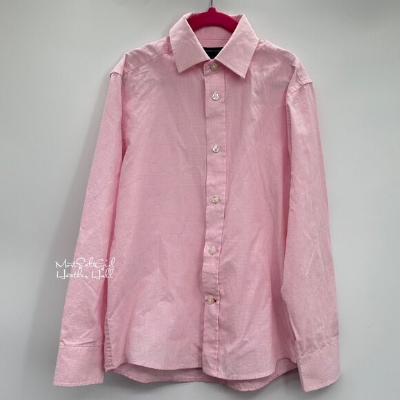 Tommy Hilfiger Pink Gingham Button-Up Collared Shirt Size 8 Unisex - Picture 1 of 3